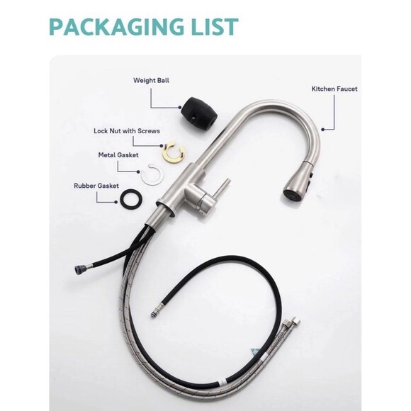 NEW Kicimpro Kitchen Faucet Pull Down Sprayer Single Handle Brushed Nickel - Picture 8 of 14